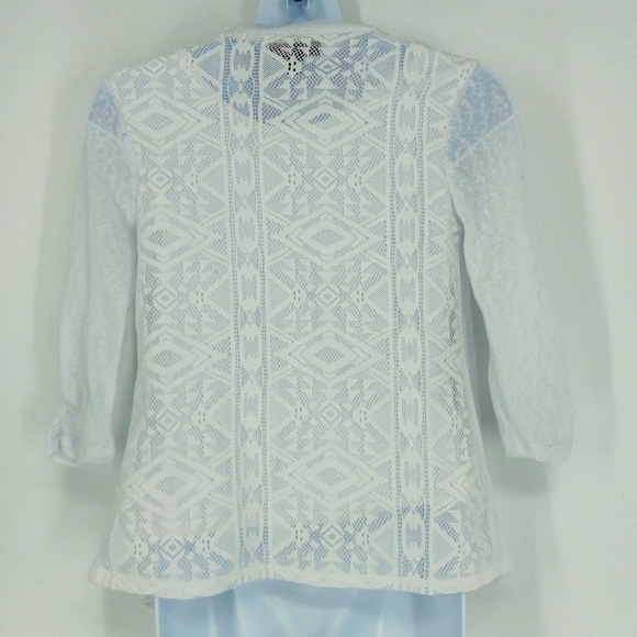 Iz Byer Size Medium 10-12 White Lace Attached Tank Dressy Open Front  Cardigan - Picture 6 of 7
